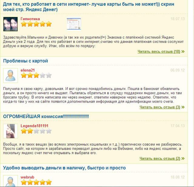 Отзывы о Яндекс-карте